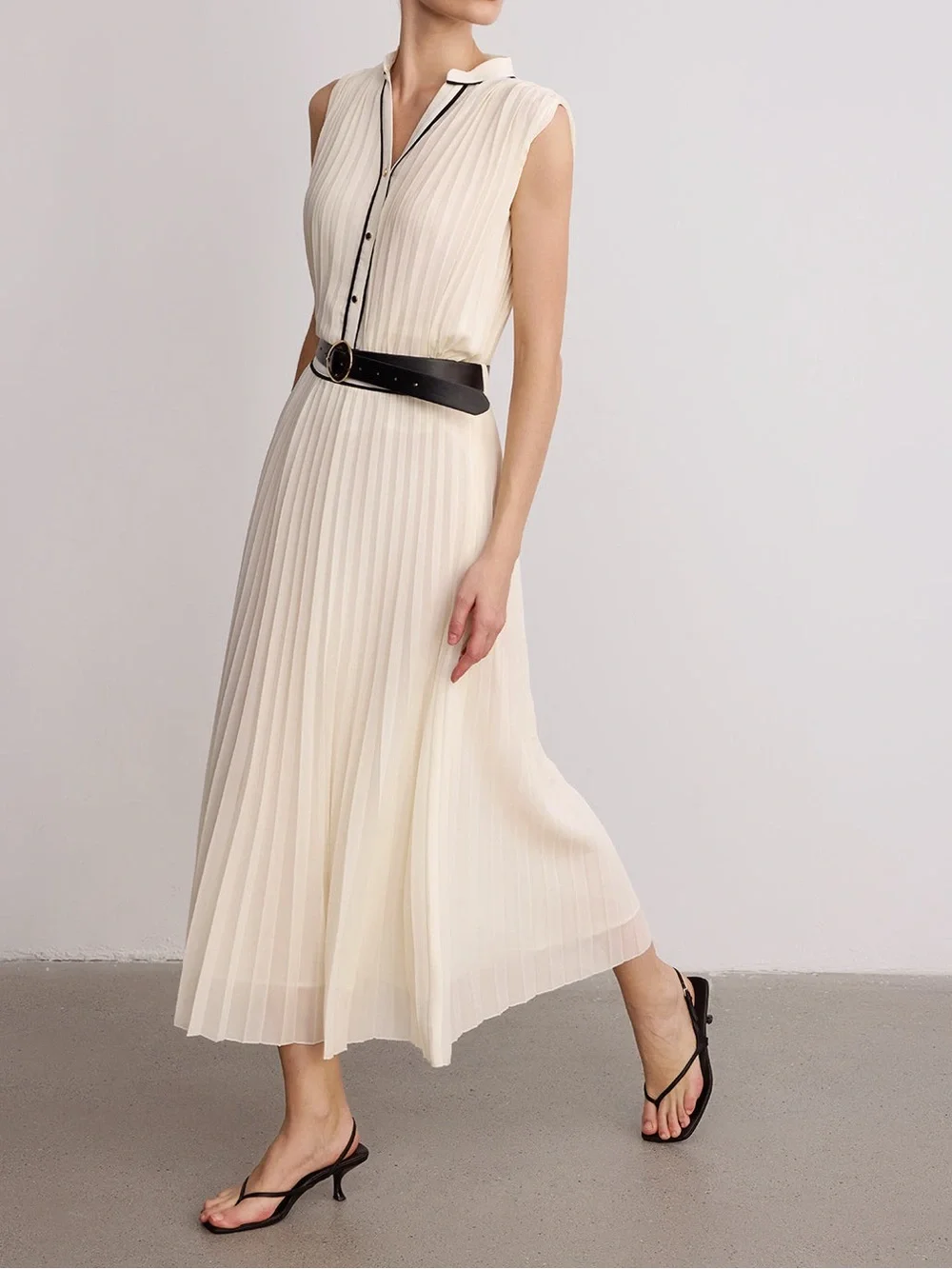 NWT Contrast Trim Pleated Top & Maxi Skirt Matching Set Small